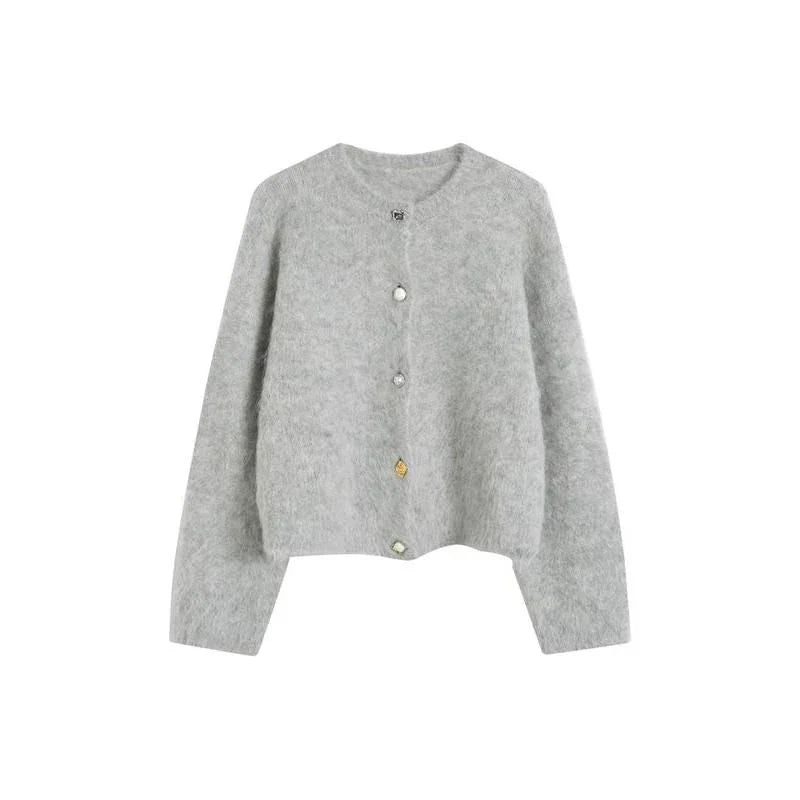 A stylish and cosy alpaca blend cardigan with a sophisticated design, perfect for transitioning between casual and office wear.