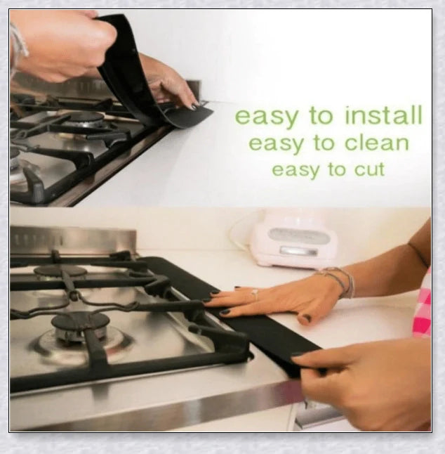 Stove Counter Gap Covers in silicone material, designed to prevent small items and spills from falling between the stove and countertop