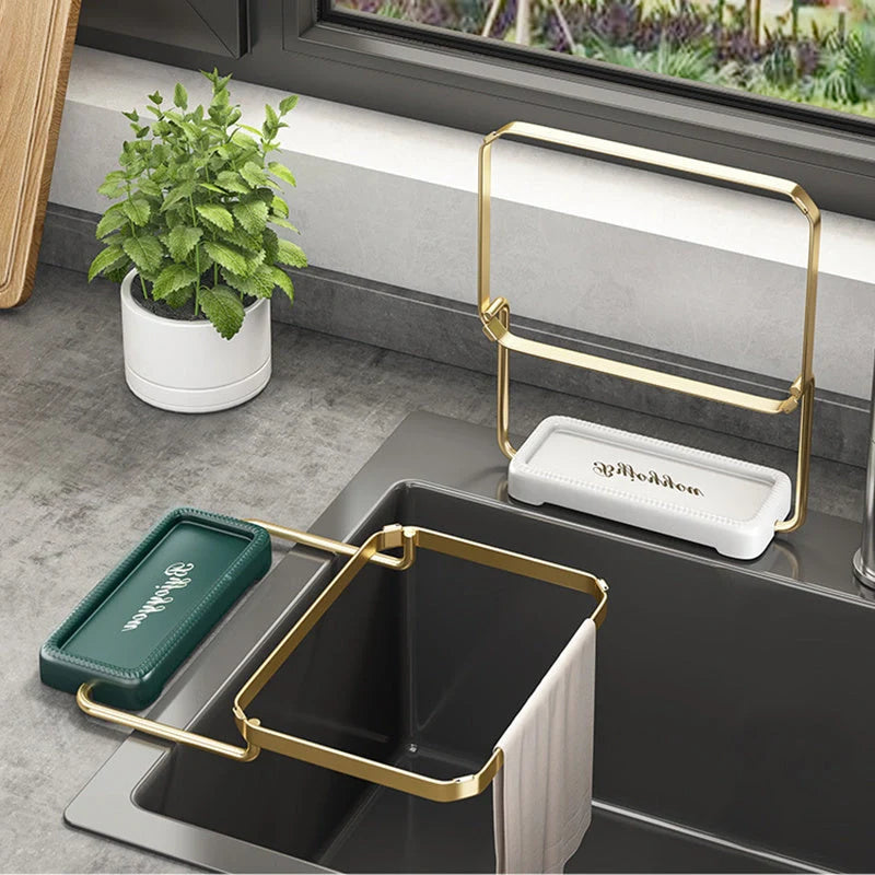 Foldable sink filter rack with disposable mesh bags for kitchen waste management