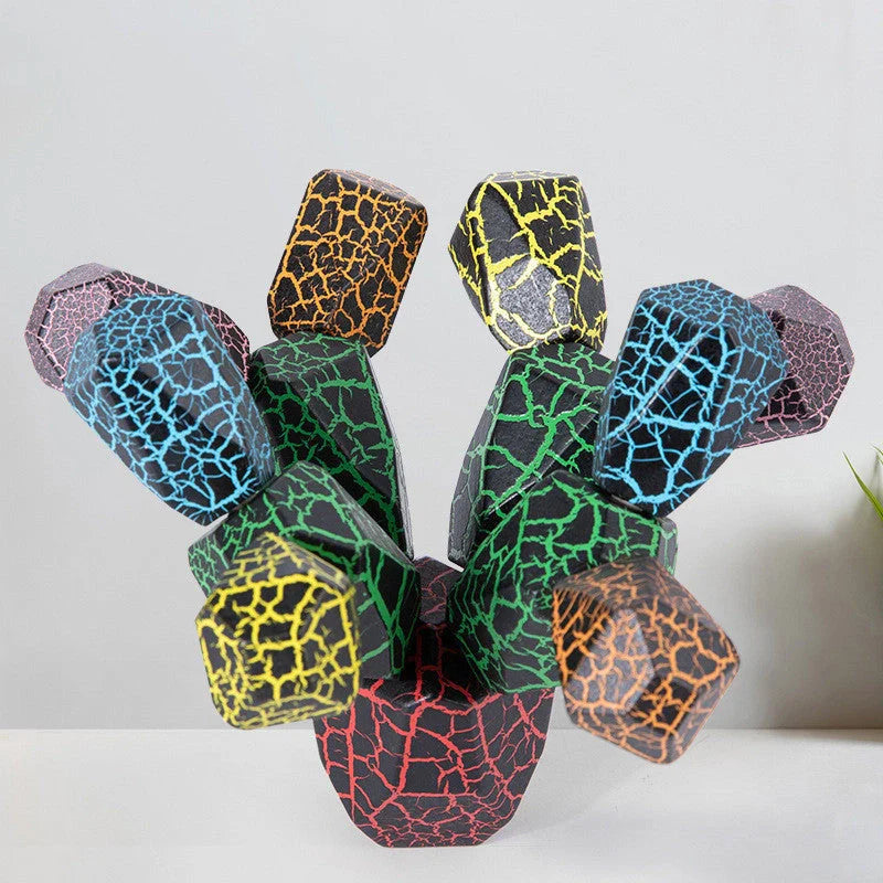 GiftHomen UK Rainbow Cactus Wooden Stacker: Educational Building Blocks for Kids