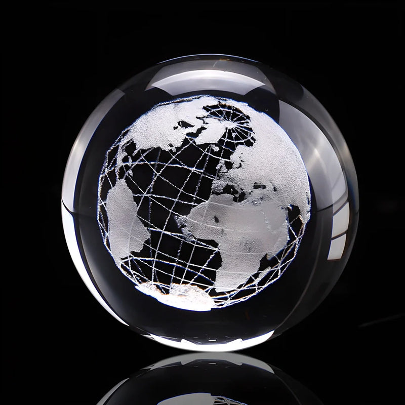GiftHome UK Exquisite 3D Laser-Engraved Crystal Globe with Decorative Stand