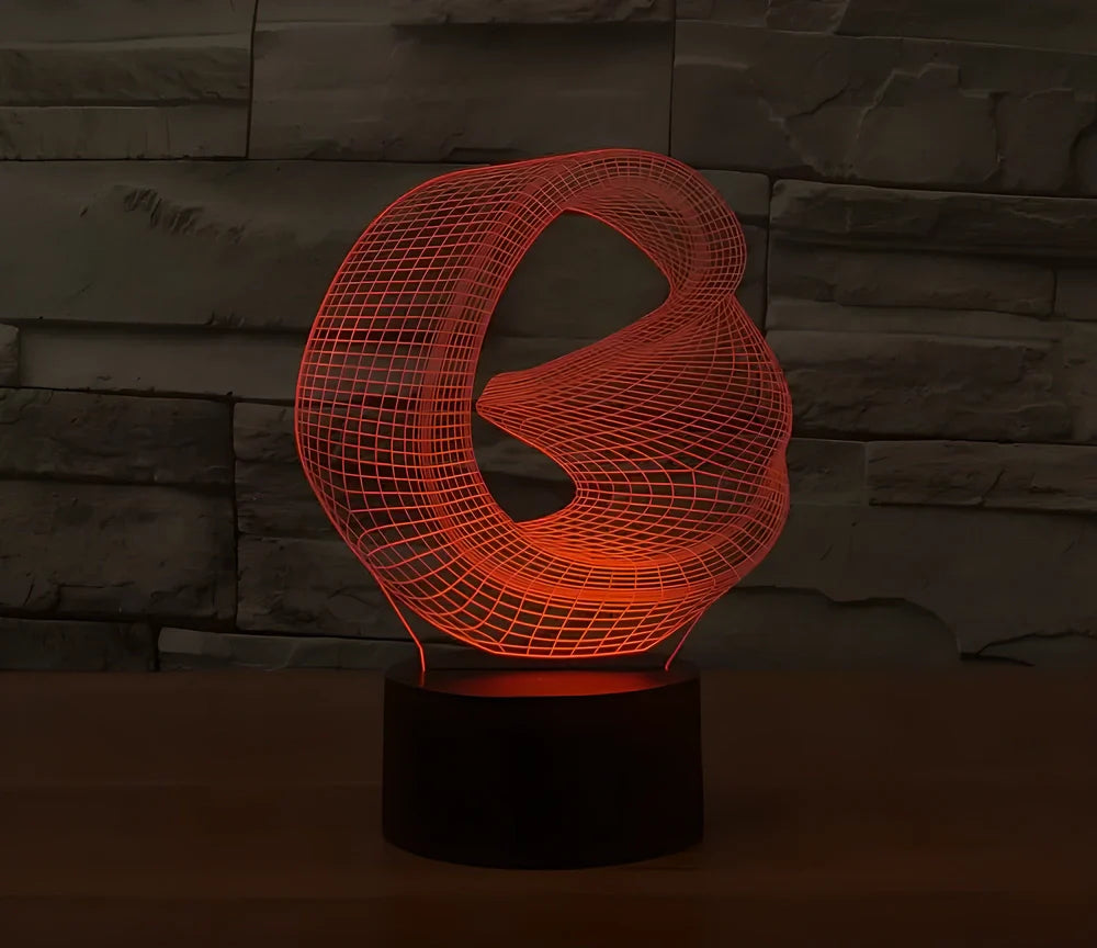 3D Visual LED Night Lights creating an optical illusion of a 3D hologram with colour-changing capabilities