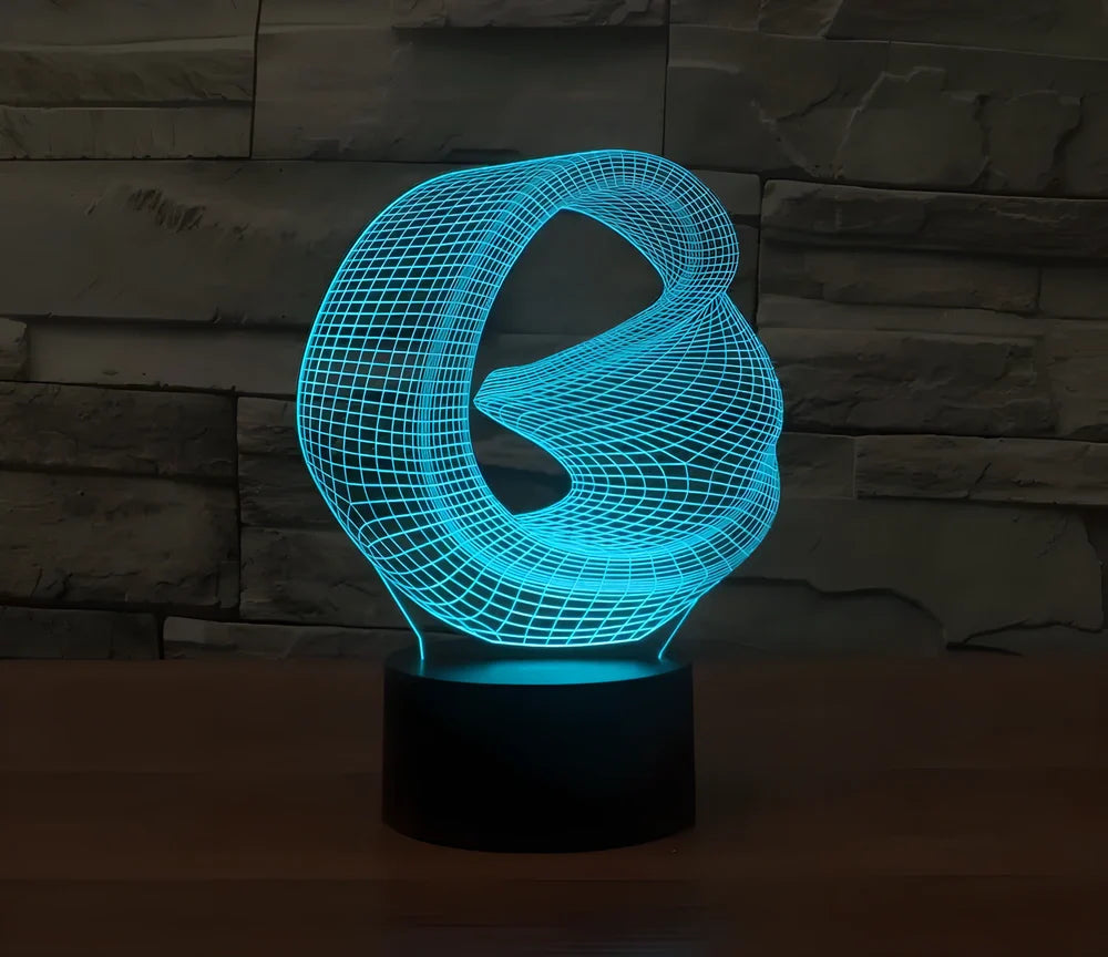 3D Visual LED Night Lights creating an optical illusion of a 3D hologram with colour-changing capabilities