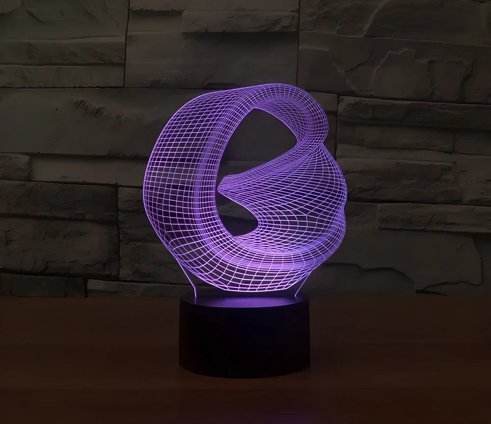 3D Visual LED Night Lights creating an optical illusion of a 3D hologram with colour-changing capabilities