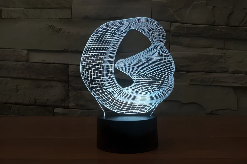 3D Visual LED Night Lights creating an optical illusion of a 3D hologram with colour-changing capabilities