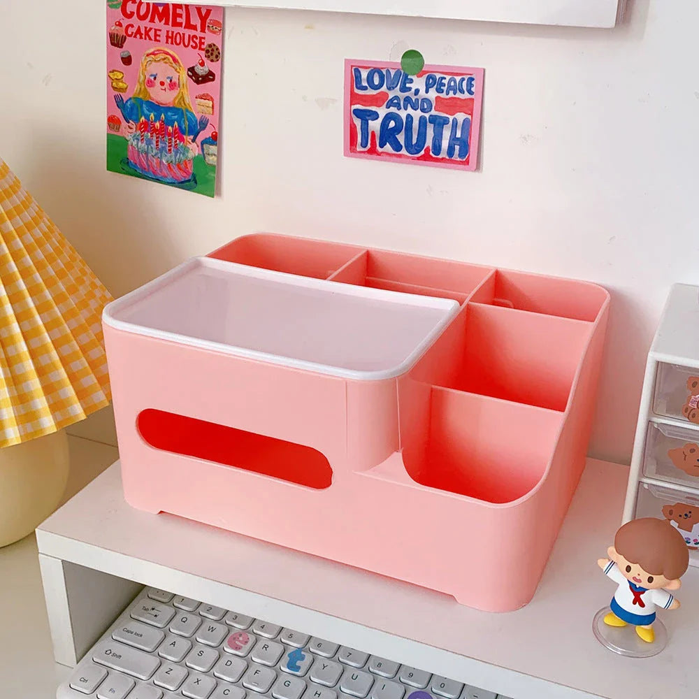 Stylish tissue box organiser with mobile phone holder in various colours for living room decor