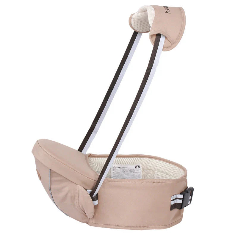 Versatile baby carrier with adjustable hip seat, offering hands-free support and multiple carrying positions for newborns to toddlers