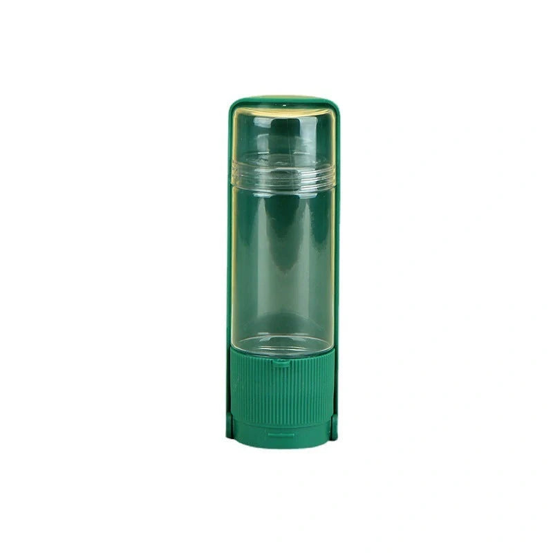 Portable pet water bottle in white and pink with 280ml capacity for outdoor travel