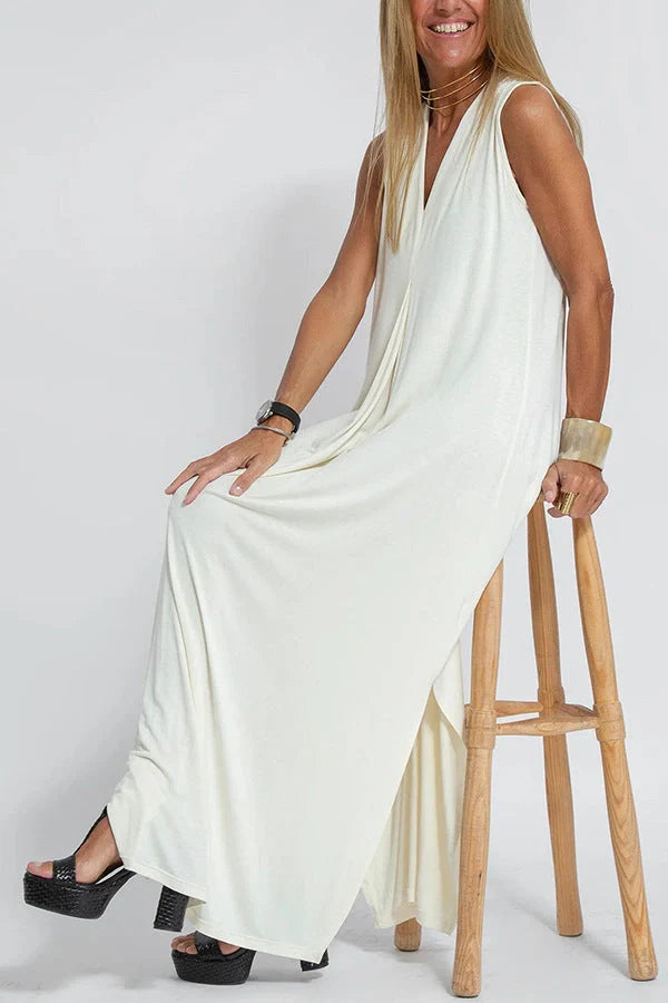 Stylish Women's V-neck Sleeveless Dress with Long Cardigan in various colors