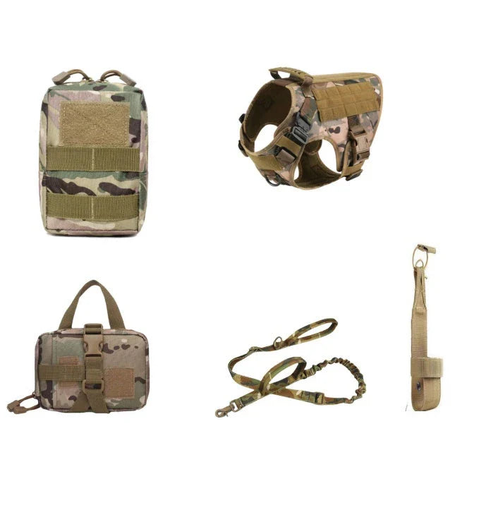 Tactical K9 Service Dog Harness with Reinforced Top Handle, Customizable Panels, and Military-Grade Construction