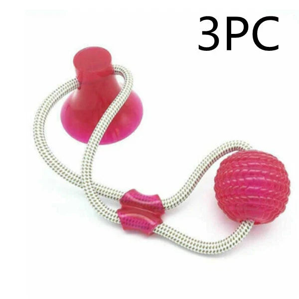 Durable, colourful chew toy with unique sucker design for dogs to play and maintain dental health