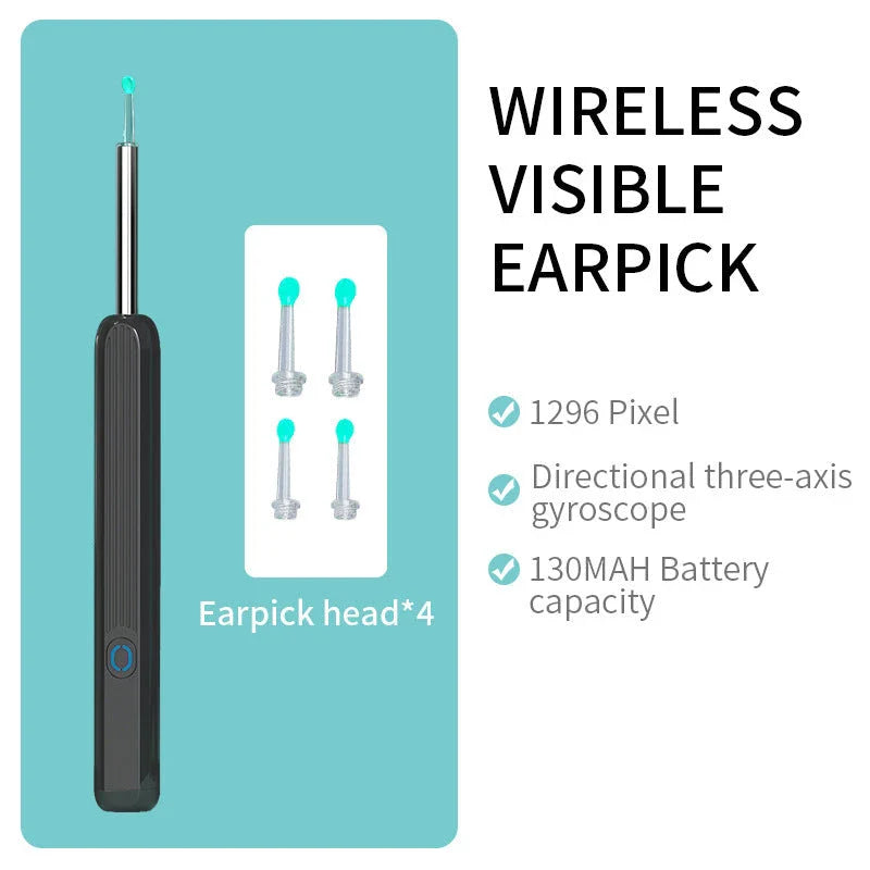 Wireless Otoscope Ear Wax Removal Tool with 360° HD Camera and LED Light for Comprehensive Ear Examination and Cleaning