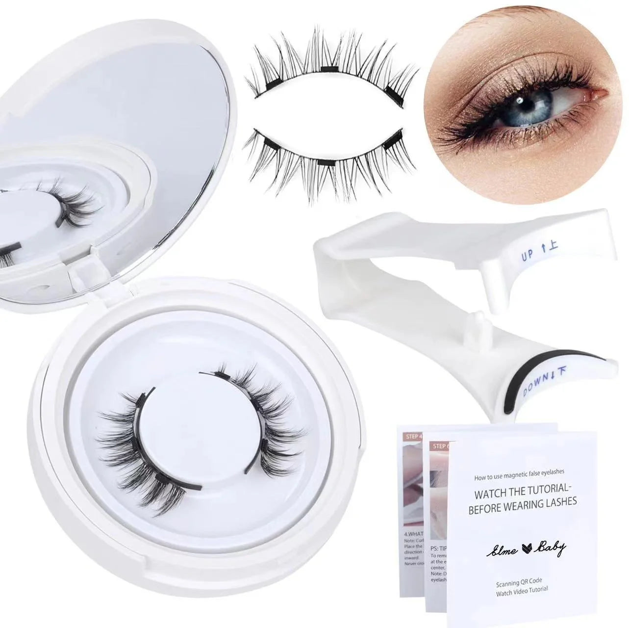 Magnetic mink false eyelashes in various styles and colours, designed for a natural and captivating eye look.