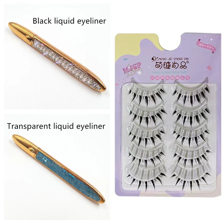 Premium self-adhesive eyeliner and false lash set in various shades