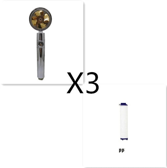 360-degree rotating high-pressure shower head with built-in fan and adjustable water spray
