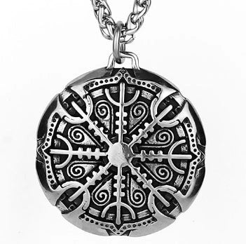Vintage Norse rune necklaces for men, featuring a range of intricate Viking symbols and designs crafted from premium stainless steel