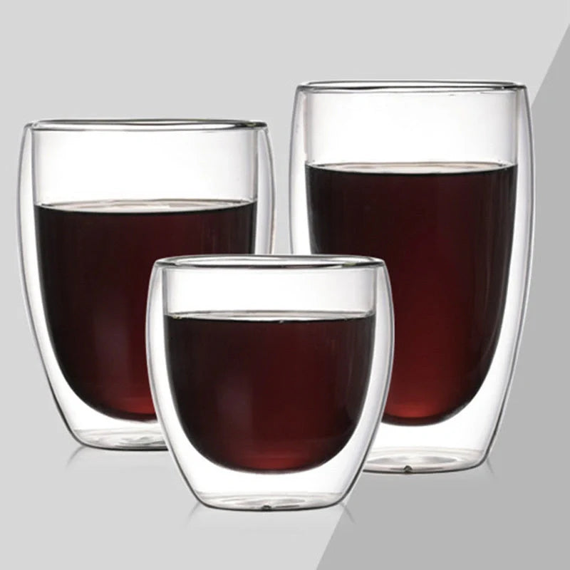 Egg-shaped double-layer insulated glass cup for hot and cold beverages