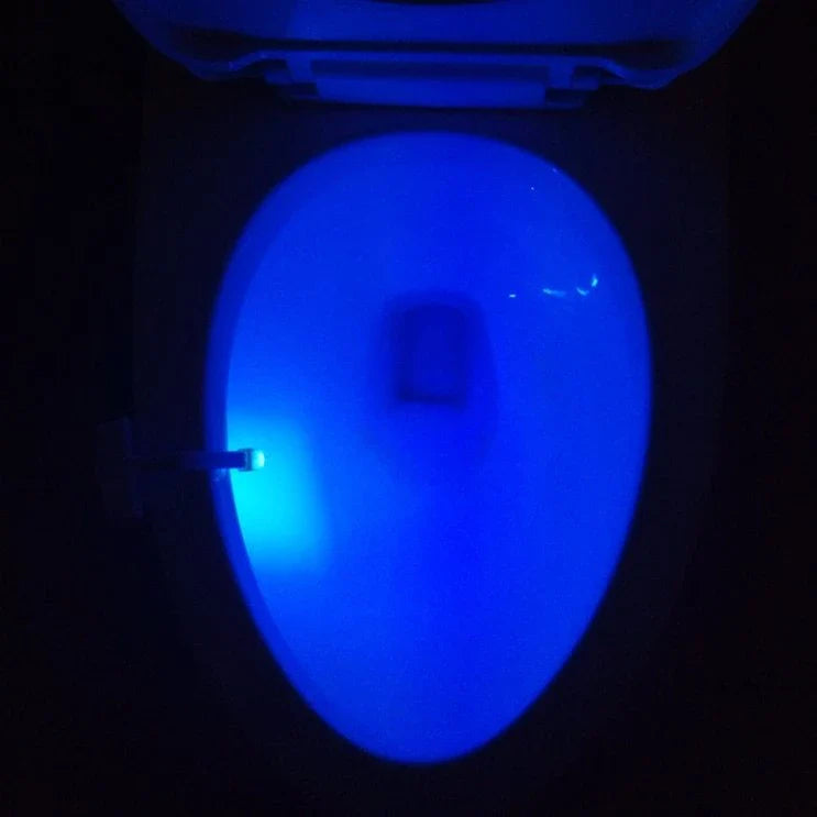 Toilet Induction LED Night Light with motion sensor, 8 colour options, and automatic on/off function for a hands-free, hygienic bathroom experience.