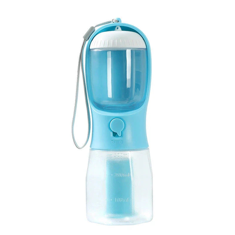 A 3-in-1 pet travel set featuring a water dispenser, food container, and waste bag holder in various color options