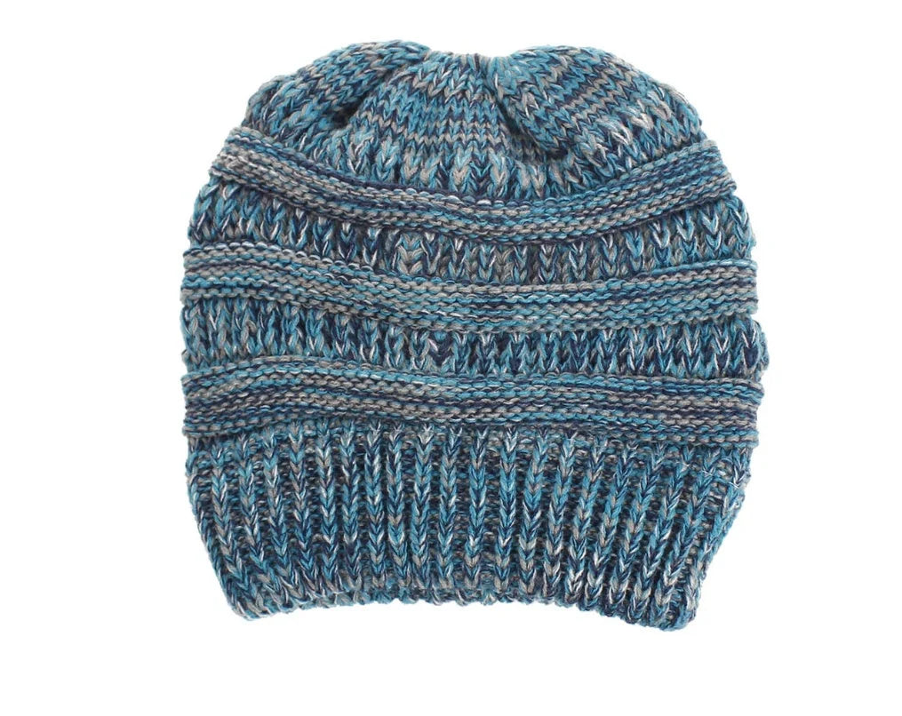 Stylish knitted wool beanie for British ladies with a discreet ponytail hole and a variety of vibrant colour options