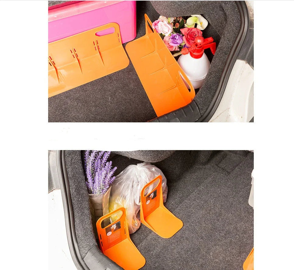 Versatile car boot organiser with sturdy frame, anti-slip bottom, and ample storage space for luggage, groceries, and other essential items