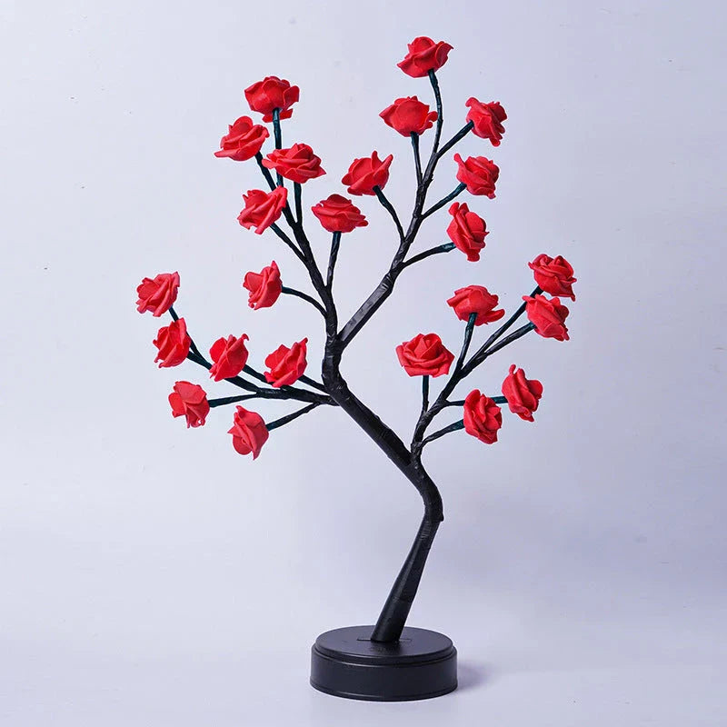 Enchanting 3D rose blossom USB desk lamp in various color options, creating a dreamy, romantic ambiance