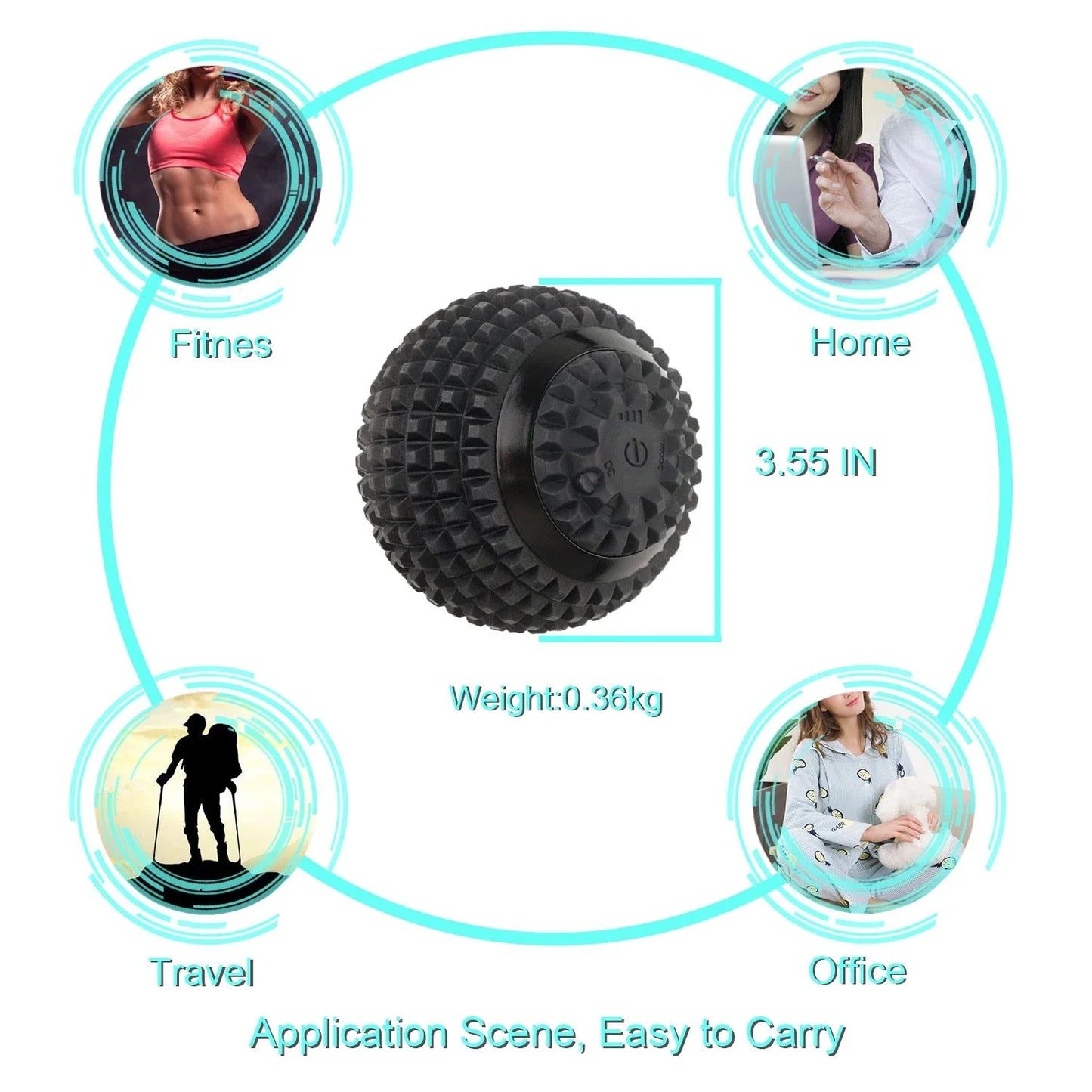 Premium vibrating massage ball with 4 adjustable vibration modes for muscle relaxation and recovery
