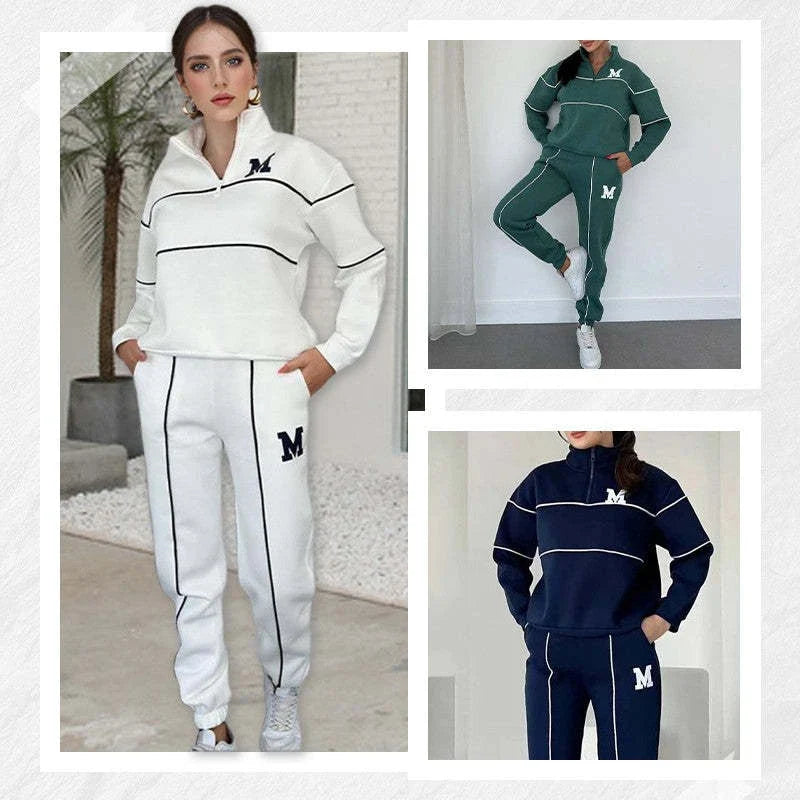 Women's 2-Piece Lounge Set with Hoodless Pullover Sweatshirt and Baggy Fashion Sweatpants in Assorted Colours