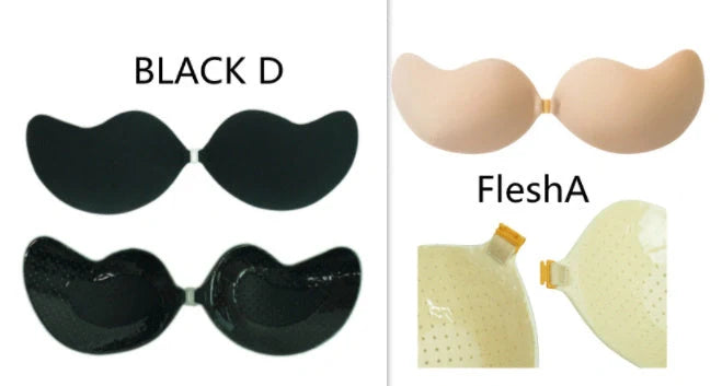 Lala Goddess Mango Cup deep V invisible bra in black and flesh colors