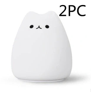 Adorable cat design silicone touch sensor LED night light for children with colour-changing feature