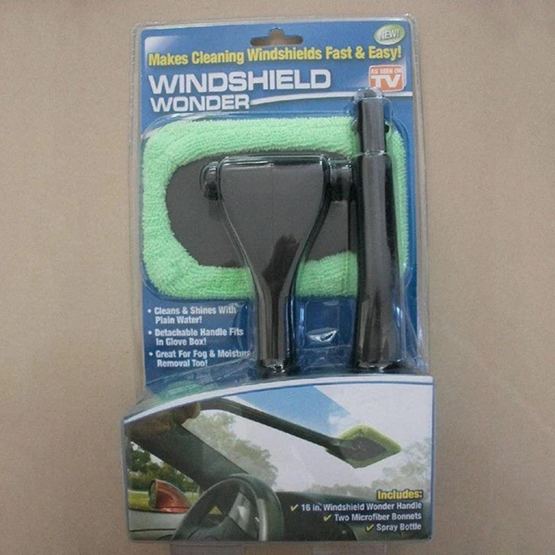 Versatile car window cleaning tool with microfiber pad and extendable handle for easy reach and effective cleaning