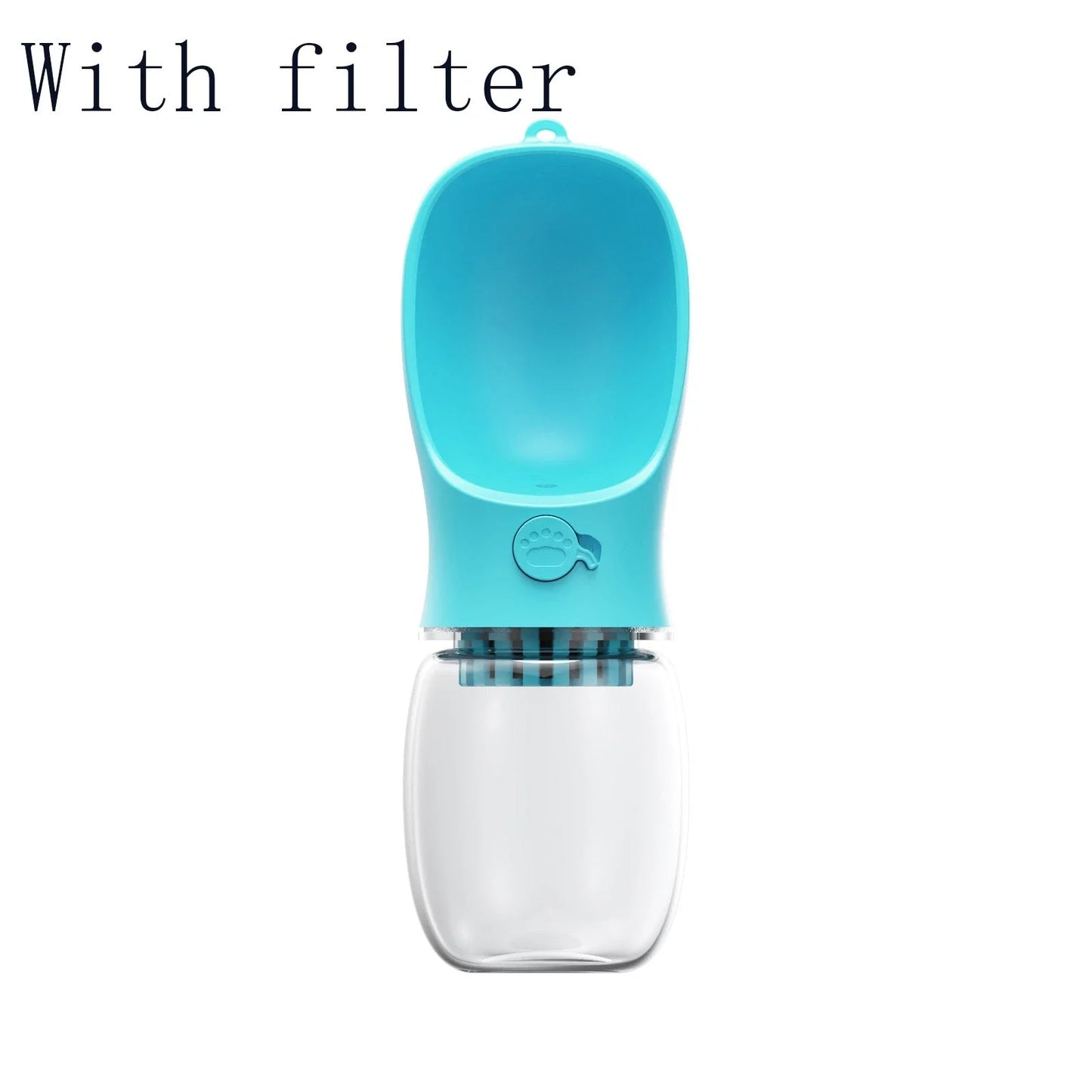 Durable and portable pet water bottle with one-touch button, suitable for outdoor activities with your furry friend