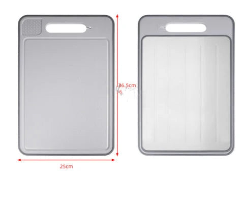 Versatile cutting board with dual-sided design, grinding teeth, and built-in whetstone for efficient chopping, grinding, and knife sharpening in the kitchen