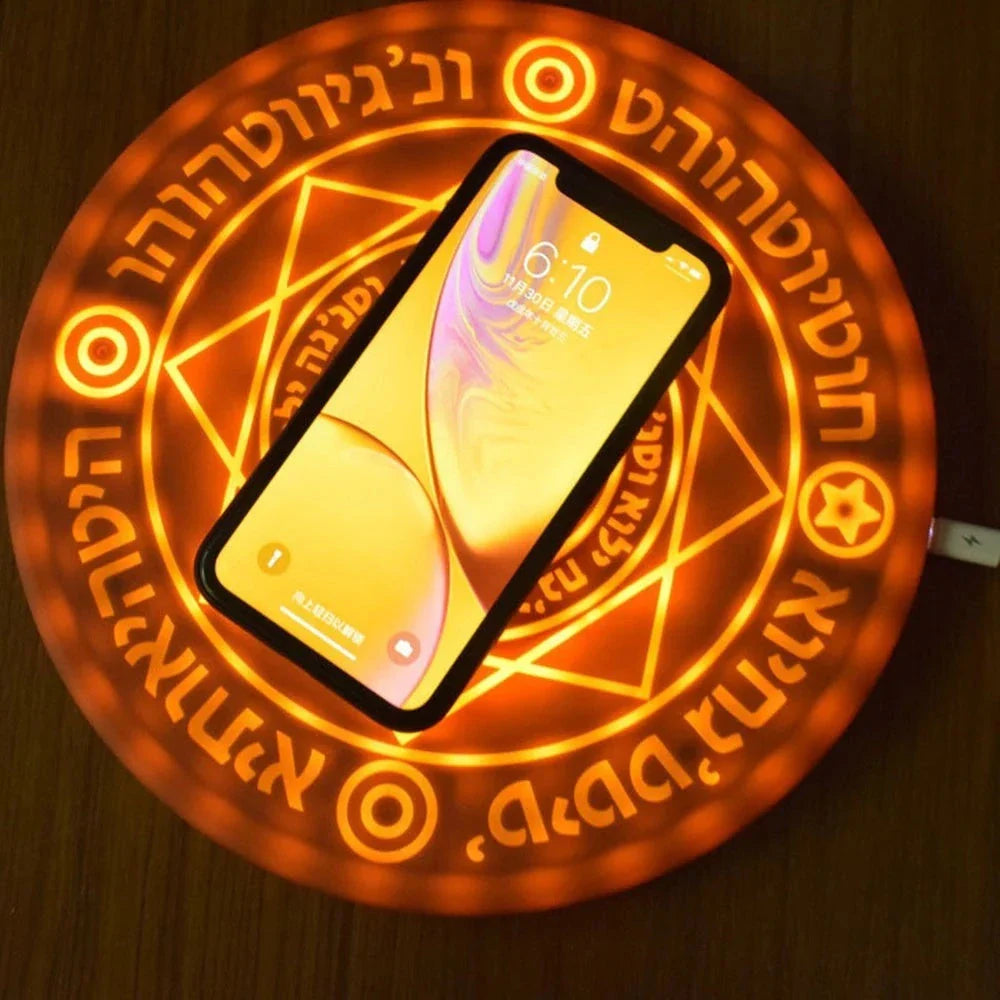 Stylish wireless fast-charging phone dock with mesmerizing ambient glow for modern home and office use