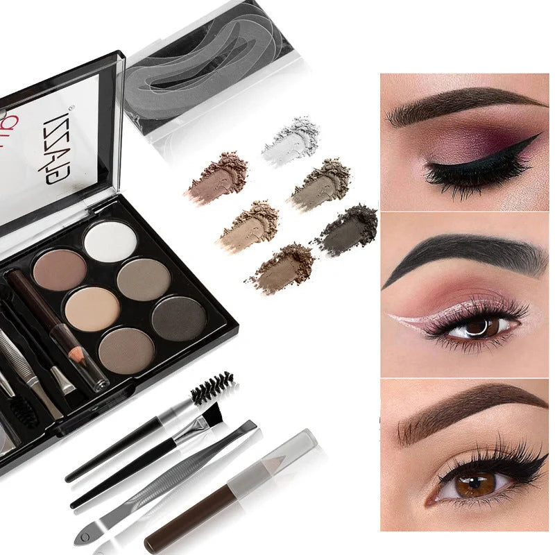 GLAZZI Natural Brown Eyebrow Powder Palette with brush and stencils