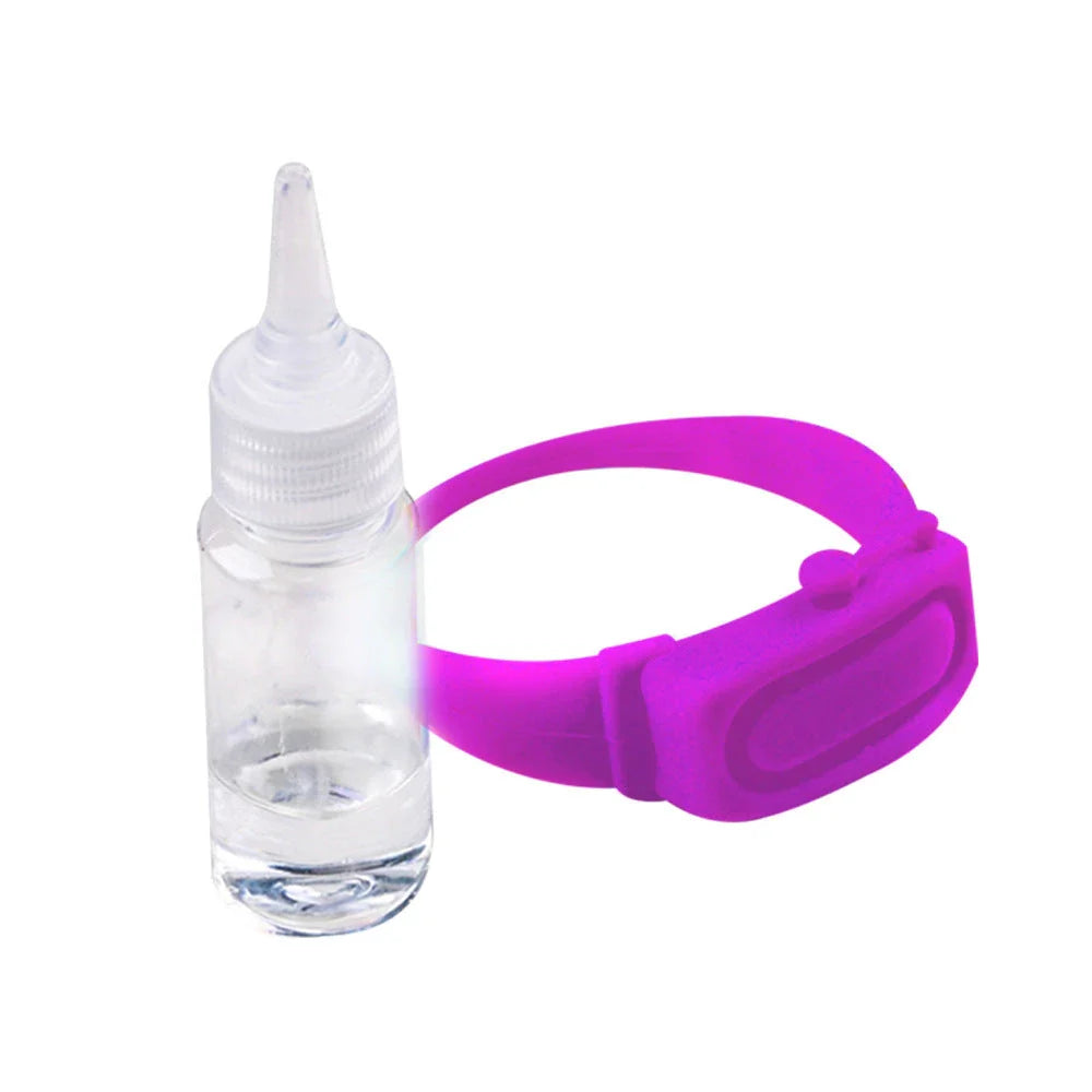 Premium wearable hand sanitiser dispenser bracelet in various colours, made with durable silicone TPU material