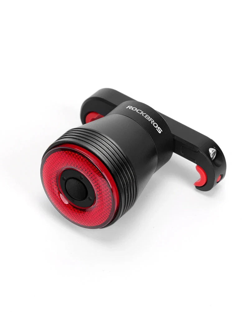 Premium bicycle rear light with intelligent brake sensing, bright LED lights, and durable aluminium alloy construction