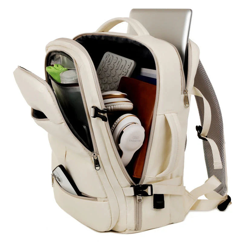 Durable and stylish travel backpack with multiple pockets, a padded laptop compartment, and versatile design for business and leisure use.