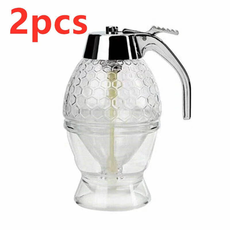 Premium acrylic honey dispenser with transparent body and precise spout for drip-free honey serving
