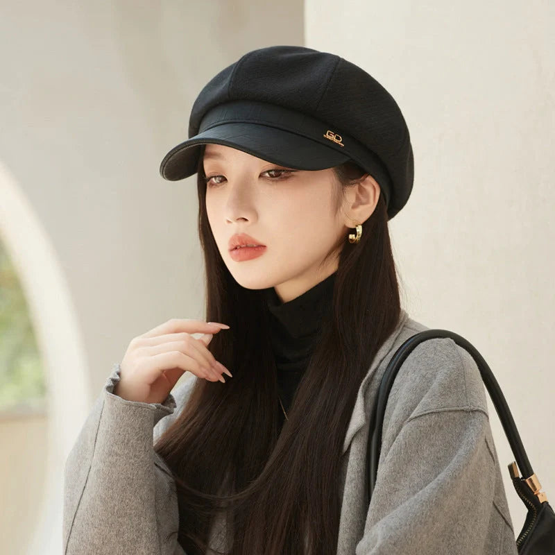 British Retro Leather Octagonal Cap in various colors showcasing stylish design