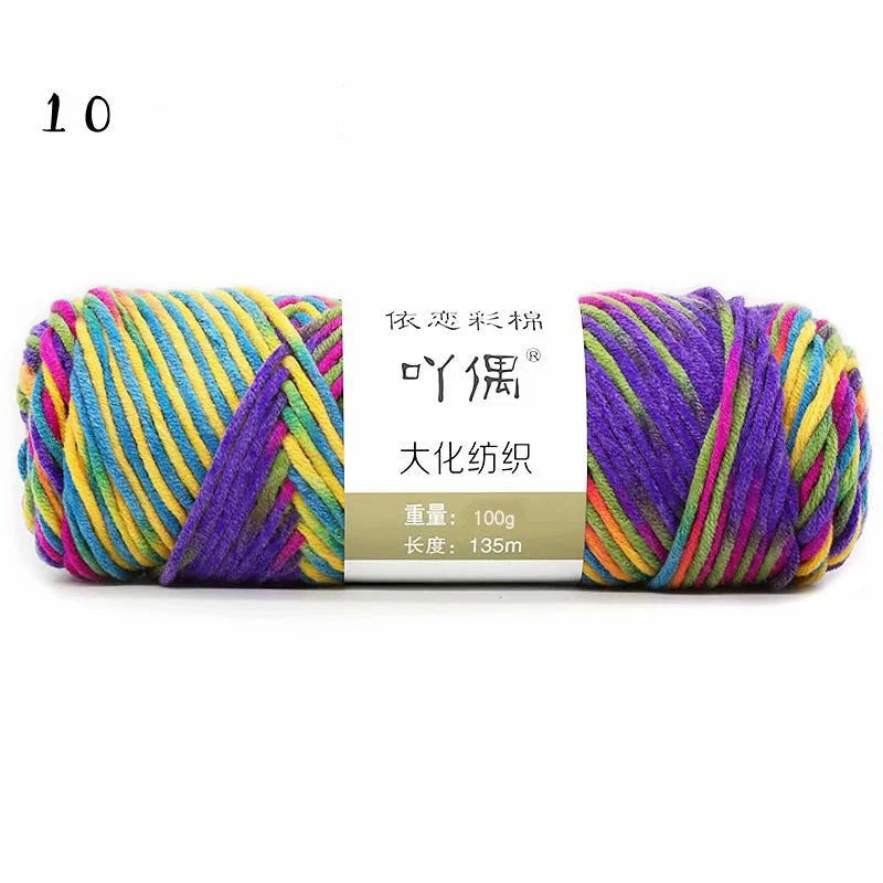 Luxurious gradient milk cotton yarn balls in a variety of vibrant colours, perfect for knitting, weaving, and other textile crafts.