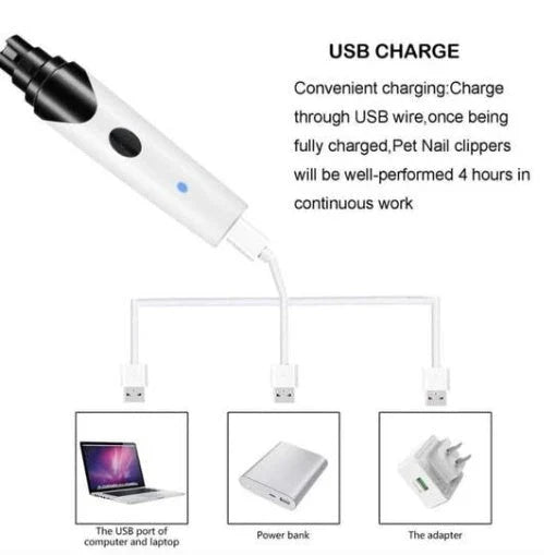 Electric pet nail grinder with low vibration and noise for stress-free grooming of cats, dogs, and other small animals