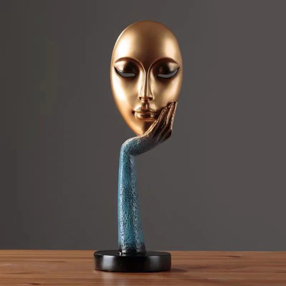 Nordic abstract art thinker lady mask figurine resin statue for home and office decoration