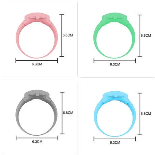 Premium wearable hand sanitiser dispenser bracelet in various colours, made with durable silicone TPU material