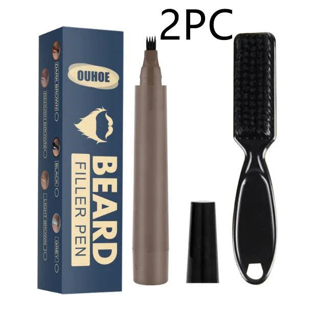 Beard Filler Pencil Kit for Men - Barber-Style Facial Hair Styling Brush and Concealer
