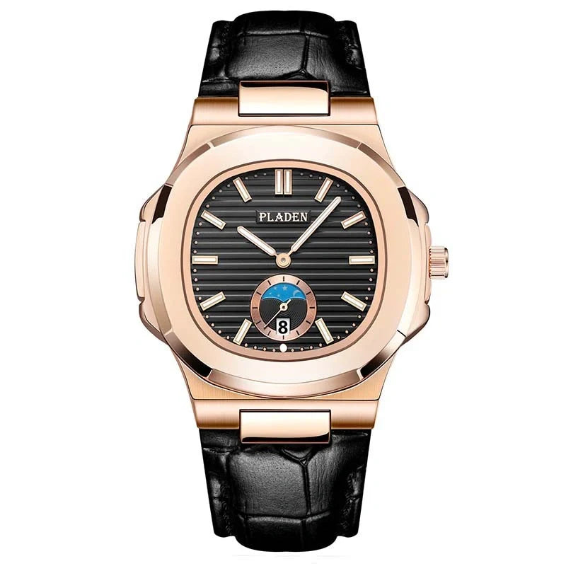 Premium Waterproof Quartz Watch with stainless steel case, mineral glass face, and quartz movement for reliable timekeeping