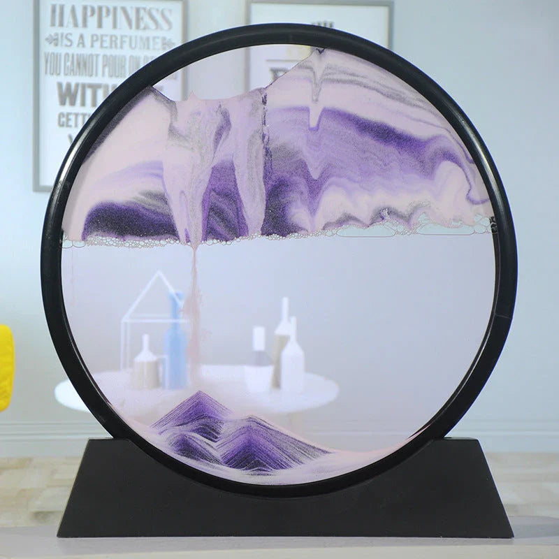 Mesmerizing glass sand art with vibrant, ever-changing movements in a variety of colors