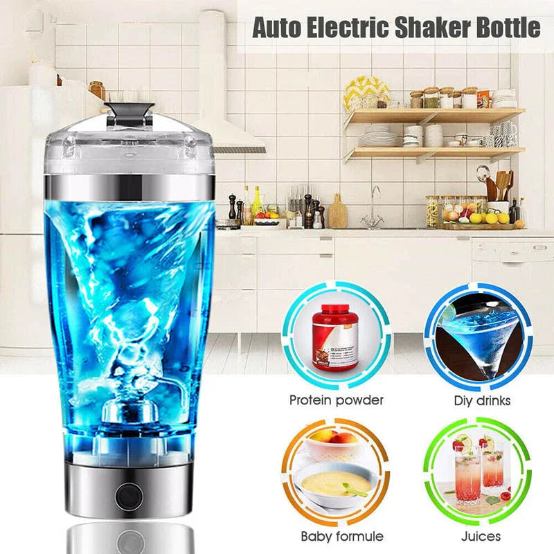Cordless USB powered protein shake mixer cup with sleek white design and large 600ml capacity