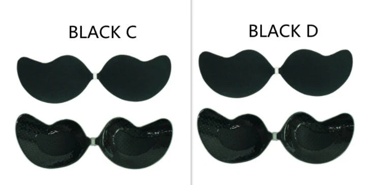 Lala Goddess Mango Cup deep V invisible bra in black and flesh colors