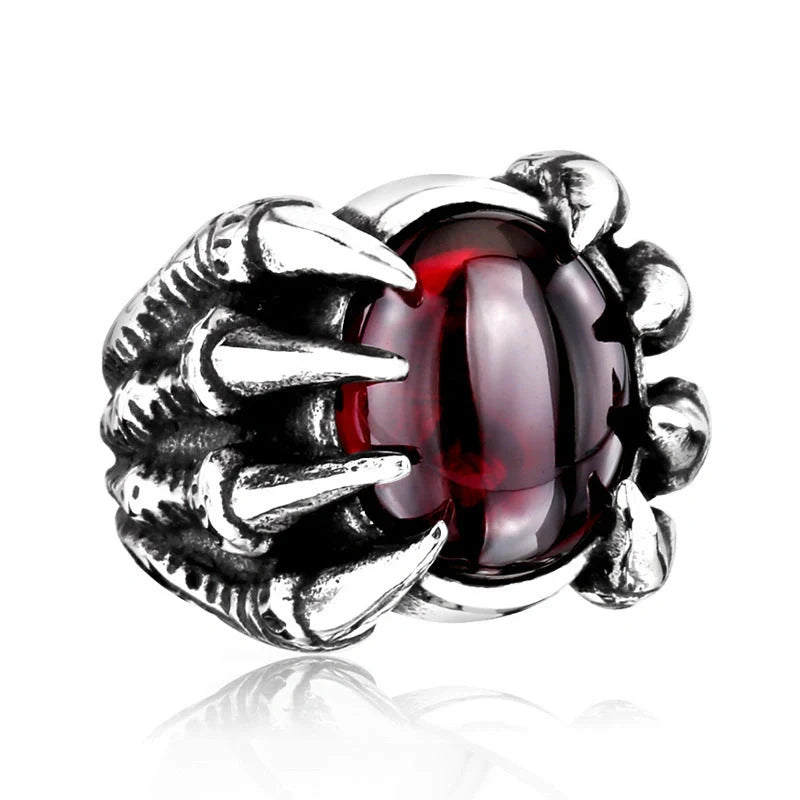 Vintage titanium steel zircon ring with intricate design and retro charm